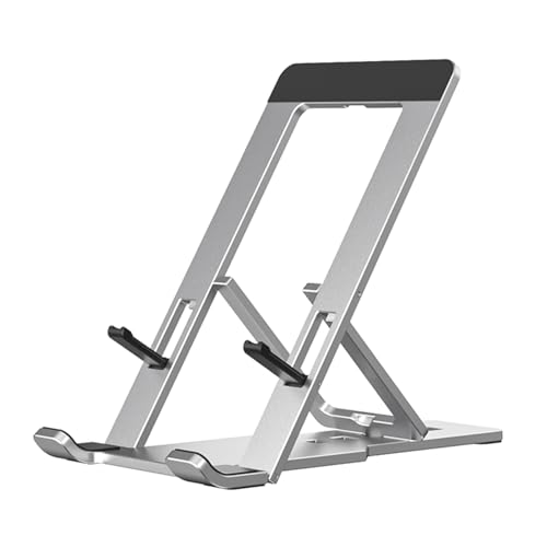 Portable Phone Stand for Desk, Aluminum Adjustable Cell Phone Holder, Foldable Travel Cellphone Dock Compatible with All Phones (A-Silver) - color: A-Silver