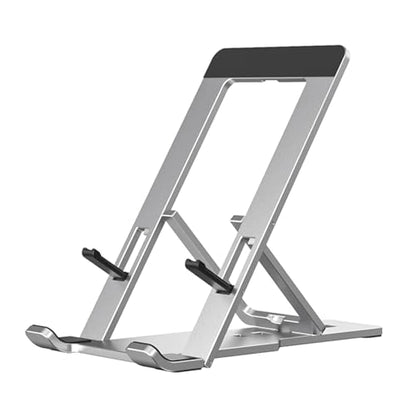 Portable Phone Stand for Desk, Aluminum Adjustable Cell Phone Holder, Foldable Travel Cellphone Dock Compatible with All Phones (A-Silver) - color: A-Silver