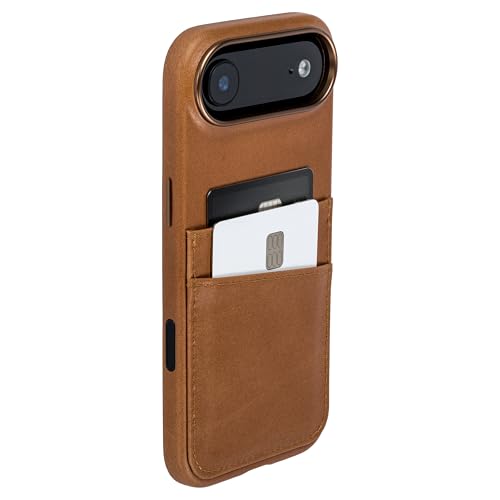 Dockem Genuine Leather Card Case for iPhone 17 Air with Camera Control Button and Stitched-on Wallet with 2 Holder Slots (Light Brown, M2GL) - color: Light Brown, size: 17 Air
