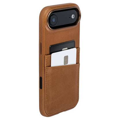Dockem Genuine Leather Card Case for iPhone 17 Air with Camera Control Button and Stitched-on Wallet with 2 Holder Slots (Light Brown, M2GL) - color: Light Brown, size: 17 Air