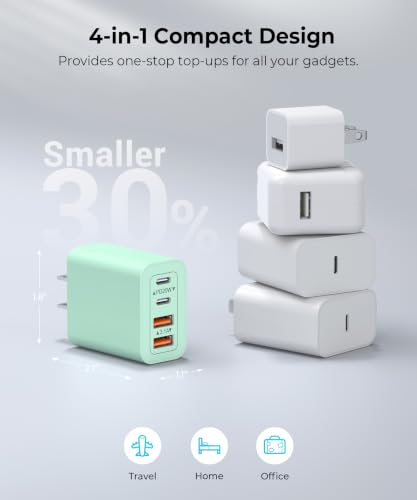 [2-Pack] 40W USB C Charger Block, Multiple Ports Wall Plug Power Adapter - color: 40W 2Pack Parrot Green