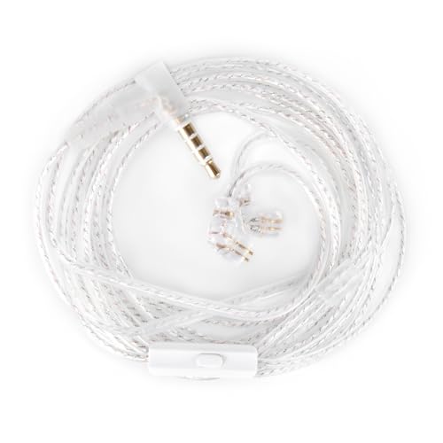 2 Meter Length Long IEM Cable, in Ear Monitor Cable, CCZ UP01 Plus 5N OFC Replacement Headphone Extension Cable QDC Pins for KZ ZS10 PRO/ZSN PRO X/EDX PRO/Castor/ZS12 PRO X (2PIN-C 3.5MM, with Mic) - color: Silver, size: 2PIN-C 3.5MM, with Mic, style: 2M
