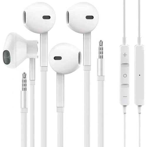 [2 Pack] WEIZY Aux Earbuds/Earphones, Vize 3.5mm Wired Headphones Noise Isolating Earphones Volume Control & Built-in Microphone Compatible with iPhone/Samsung/Android/MP3/MP4