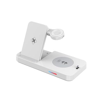 3 in 1 Foldable Wireless Charging Stand, Dual Coils Fast Charging Station, LED Indicator, 80% High Conversion, Safe Charging for Phone, Watch, Earbuds