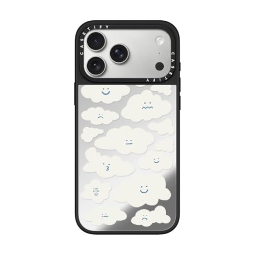 CASETiFY for iPhone 17 Pro Max Case - Mirror Compatible with MagSafe | Reflective | 4.9 ft. Drop Protection | Cute Clouds | Silver On Black - color: Cute Clouds, size: Iphone 17 Pro Max (6.9")
