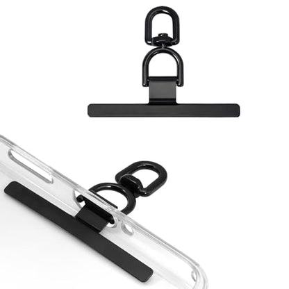 Dadanism 2 Pack Phone Tether Tab, 360° Rotatable Cell Phone Lanyard Patch Ultra-Thin Stainless Steel Universal Lanyard Pad for Phone Lanyard, Compatible with iPhone 16 & Most Smartphones, Black - color: Black, style: Style A - 2 Pack