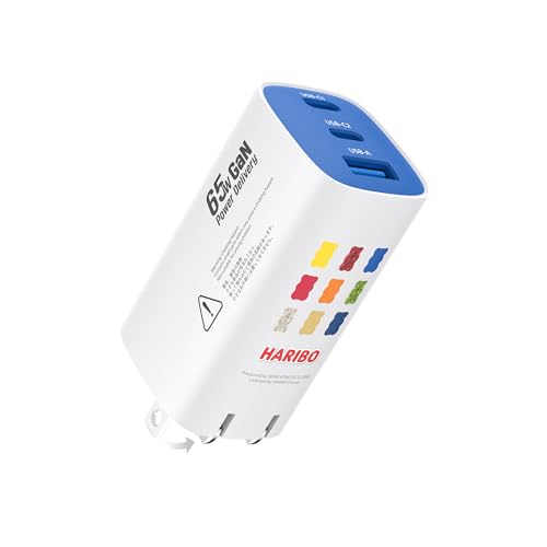 Haribo 65W USB C Charger, 3-Port GaN Fast Charger Block,Blue - color: Blue