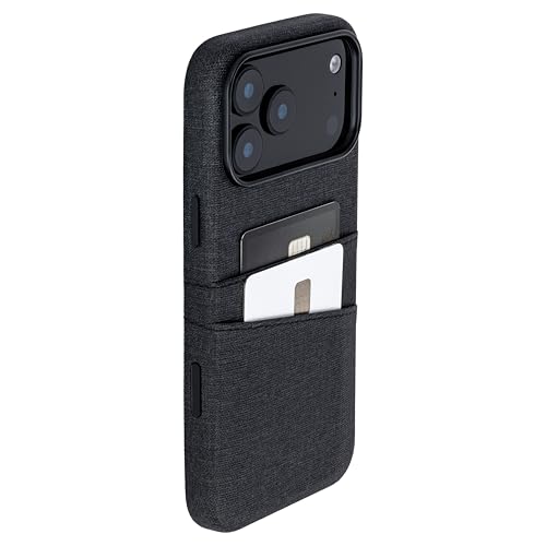 Dockem Card Case for iPhone 17 Pro Max with Magnetic Mounting Plate, Camera Control Button, Wallet with 2 Holder Slots: M2 Luxe Canvas-Style Synthetic Leather (Charcoal Black) - color: Charcoal black, size: 17 Pro Max