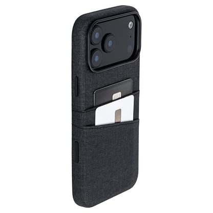 Dockem Card Case for iPhone 17 Pro Max with Magnetic Mounting Plate, Camera Control Button, Wallet with 2 Holder Slots: M2 Luxe Canvas-Style Synthetic Leather (Charcoal Black) - color: Charcoal black, size: 17 Pro Max