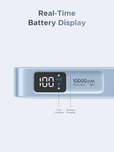 UGREEN MagFlow 10000mAh Qi2 25W Wireless Power Bank Built-in Cable - color: Blue