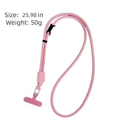 Phone Leather Lanyard with Tabs,Adjustable Anti Theft Phone Crossbody Strap for iPhone and Smartphone,Purse - color: Pink