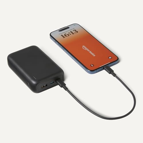 Amazon Basics High-Capacity Portable Charger Power Bank with 3-Port Output, 20,000 mAh, Black - style: 20000 mAh