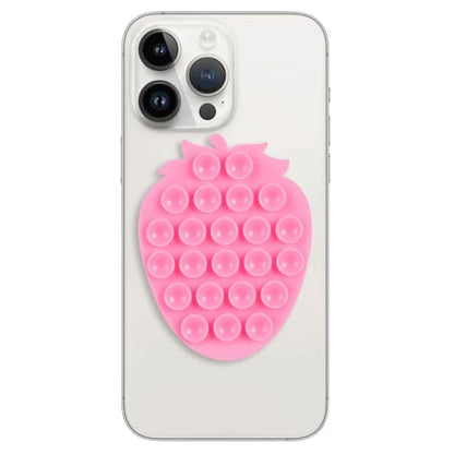 CIEO SuctionPhone Grip, Strong Silicone Suction,Strawberry Sticky Grip,Suitable for Selfies and Videos on Mirrors, Bathrooms and Smooth Surfaces, Compatible with iPhone (Strawberry Pink) - color: Strawberry Pink