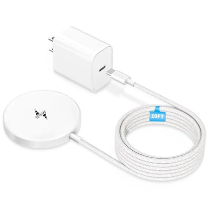 [Apple Certified] Magnetic Wireless Charger, 10FT Long 25W iPhone Magsafe Charger Fast Phone Charging Pad Wireless Magnetic Braid Cable Charge for iPhone 17/17 Pro/17 Pro Max/Air/16 ProMax/15/14/13/12