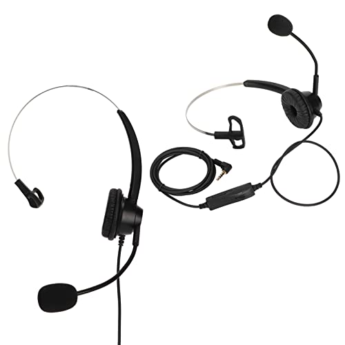 Telephone Headphone Noise Cancelling Single Ear Wired Headset with Mic Mute, 3.5mm Elbow Plug Business Call Center Headset for Office Customer Service