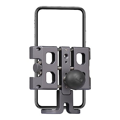 FANAUE Motorcycle Phone Mount, Aluminum Alloy Bike Handlebar Cell Phone Holder Compatible with 1 inch RAM Ball Mounts and Scooter UTV/ATV, Bicycle Phone Mount for iPhone 5.5-7" Smartphone