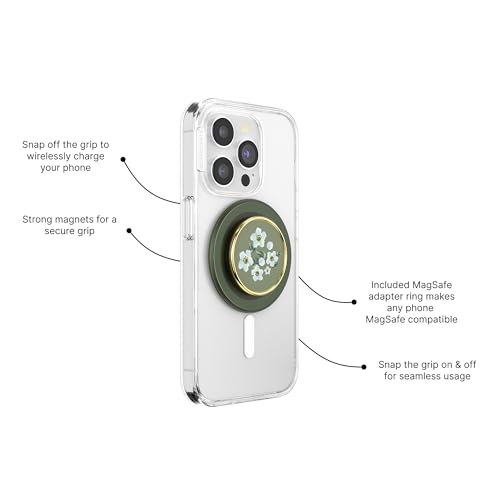 PopSockets Phone Grip for MagSafe, Magnetic Holder- Floral Relief - color: Floral Relief, style: MagSafe