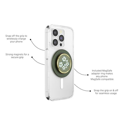 PopSockets Phone Grip for MagSafe, Magnetic Holder- Floral Relief - color: Floral Relief, style: MagSafe