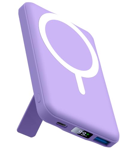 AOGUERBE for MagSafe Portable Charger, 10000mAh Magnetic Charger for iPhone - color: Light Purple