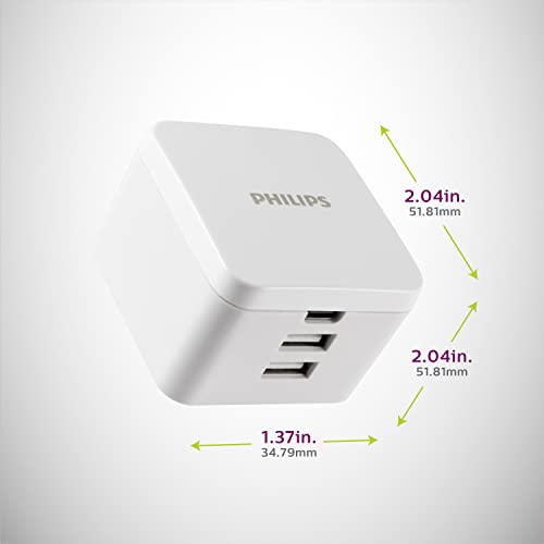 Philips iPhone USB Wall Charger Block, 20W 1 USB C Port, 2 Type A Port