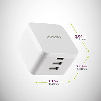 Philips iPhone USB Wall Charger Block, 20W 1 USB C Port, 2 Type A Port
