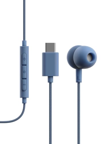 Sudio V3 Essential Wired Earbuds | in Ear Headphones with Cable and USB-C Connector | Tangle-Resistant Braided Cable | Built-in Microphone | IPX4 Water Resistant | No Charging Needed | (Blue) - color: Blue