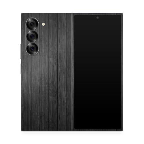 Phone Skin Compatible with Samsung Galaxy Z Fold 6 - Black Wood - Premium 3M Vinyl Protective Wrap Decal Cover - Easy to Apply | Crafted in The USA by MightySkins - color: Black Wood, style: Matte Finish