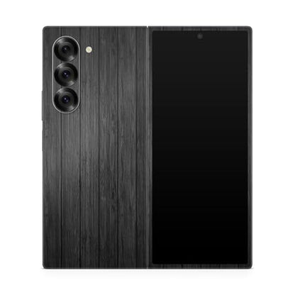 Phone Skin Compatible with Samsung Galaxy Z Fold 6 - Black Wood - Premium 3M Vinyl Protective Wrap Decal Cover - Easy to Apply | Crafted in The USA by MightySkins - color: Black Wood, style: Matte Finish
