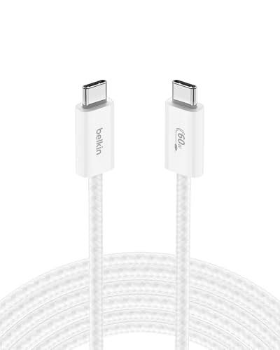 Belkin USB C to USB C 60W Braided Cable 9.9ft iPhone Charger Cord - color: White, style: 9.9 ft
