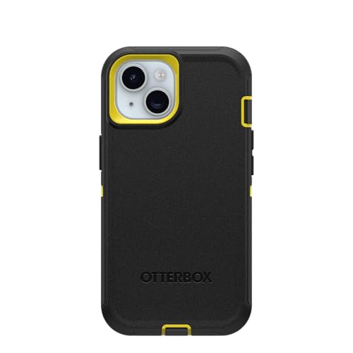 OtterBox iPhone 15, iPhone 14, & iPhone 13 (Only) - Defender Series Screenless Case - Night (Black & Yellow) - Rugged & Durable - with Port Protection - Holster Clip Includes - color: Night (Black & Yellow), style: Non-MagSafe