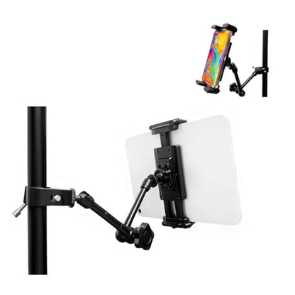 Multi-Scene Universal Tablet Holder 360° Adjustable Mount for Treadmills, Exercise Bikes, Strollers, Wheelchairs, Golf Carts & More, with Secure Clamp for 4.7–12.9" Tablets & Phones