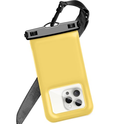 Floatable Soap Bubble Waterproof Phone Pouch/Case with Crossbody Lanyard for iPhone 17 16 Pro Max/15 Pro/14/13/12, IP68 Cellphone Dry Bag Beach Cruise Ship Essentials, 1 Pack-Yellow-7″ - color: D3-Yellow