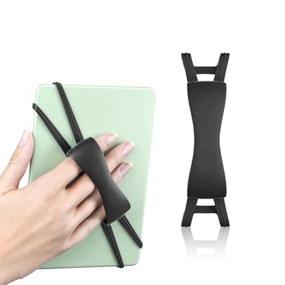 Universal Phone & Tablet Hand Strap Holder - Elastic Finger Grip for Kindle Paperwhite/Oasis, iPad mini, Samsung Tablets & Smartphones (4.7 to 8 Inches) | ﻿ (Black) - color: Black