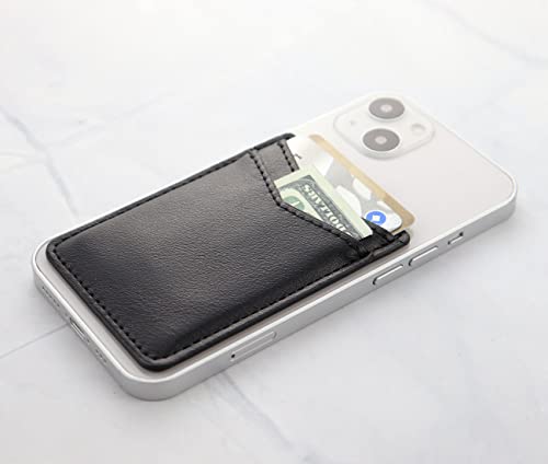 2Pack Phone Wallet,Leather Phone Card Holder Adhesive Stick On Credit Card Pocket for Back of Phone Case iPhone and Android-Black - color: Black V,Black V
