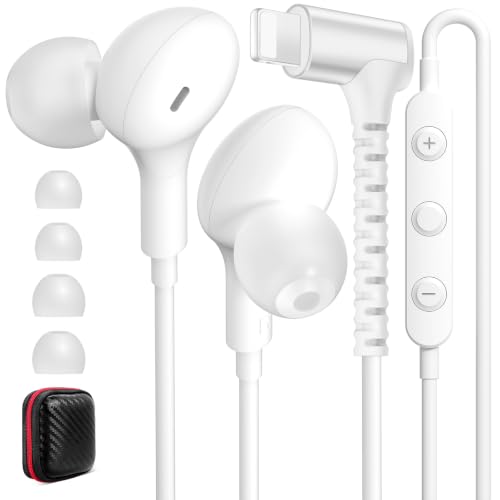 iMangoo for Apple MFi-Certified Lightning Wired Earbuds Headphones with Mic - color: White