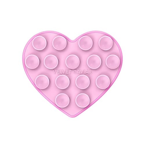 Velvet Caviar Suction Cup Phone Case Mount Compatible with MagSafe Devices Only - Magnetic Silicone Sticky Phone Grip Holder for iPhone Back of Phone - Mirror Gripper (Pink Sugar Heart) - color: Pink Sugar Heart