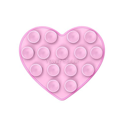 Velvet Caviar Suction Cup Phone Case Mount Compatible with MagSafe Devices Only - Magnetic Silicone Sticky Phone Grip Holder for iPhone Back of Phone - Mirror Gripper (Pink Sugar Heart) - color: Pink Sugar Heart