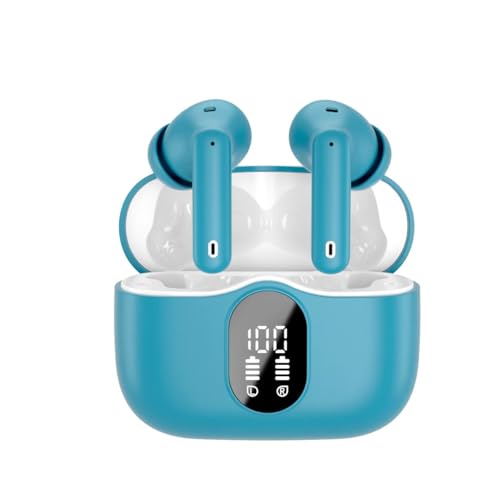 Wireless Earbuds, Bluetooth 5.4 Headphones Bass Stereo/ENC Mic, Ice Blue - color: Ice Blue