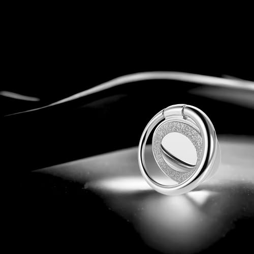 Cell Phone Ring Holder Finger Kickstand Turns 360° Degrees & 180° Degrees Adjustable to Fit Your Needs Helps Stabilize Phone for Selfies iPhone Stand Phone Grip Circle Bling 52014 (Silver) - color: Silver