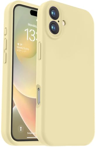Vooii Compatible with iPhone 16 Case, Liquid Silicone Upgrade [Camera Protection] [Soft Anti-Scratch Microfiber Lining] Shockproof Phone Case for iPhone 16 6.1 inch - Creamy Yellow - color: Creamy Yellow, size: iPhone 16