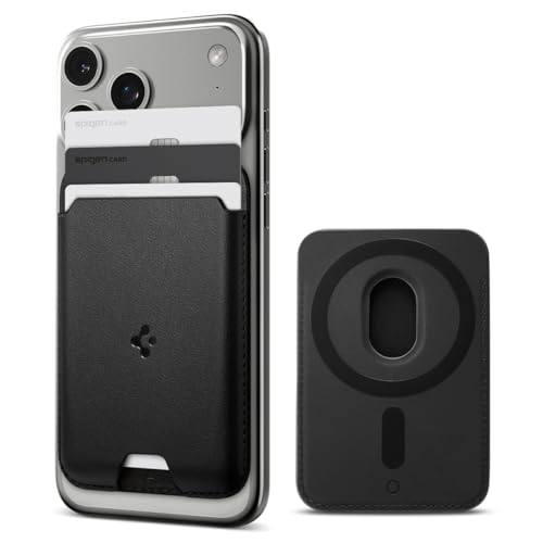 Spigen for MagSafe Wallet, Holds 3 Cards, Strong Magnet, Valentinus MagFit - color: PU Black, size: 3-Cards