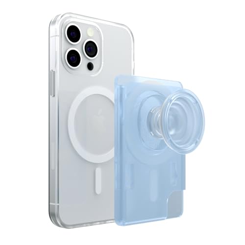 On The Grip Multi Functional Magnetic Phone Wallet with Expanding Phone Grip Kickstand Compatible with Magsafe Including Adapter Ring Phone Card Holder (SkyBlue)