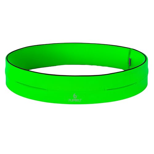 FlipBelt Classic Running Belt, Phone Holder for Running, Money Belt Pouch - color: Neon Green, size: Small
