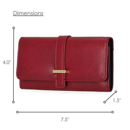 Mundi File Master Womens RFID Blocking Wallet Clutch Organizer With Change Pocket - color: Red II, size: One Size