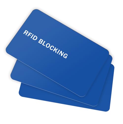 RFID Blocking Card - 3 Pack, Contactless NFC Credit Card ID Protection Safe Bank Card Passport Entire Wallet Purse Shield Protector Blocker Guard (Pack of 3, Blue) - color: Blue/3 cards