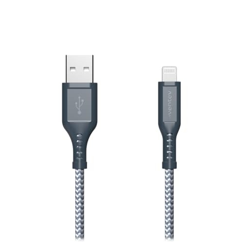 HIGH Speed USB A to Apple Lightning Braided Cable with 2X THE Copper for Faster Charging 6FT, Gray