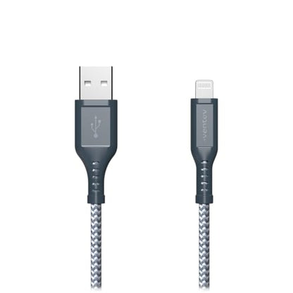 HIGH Speed USB A to Apple Lightning Braided Cable with 2X THE Copper for Faster Charging 6FT, Gray