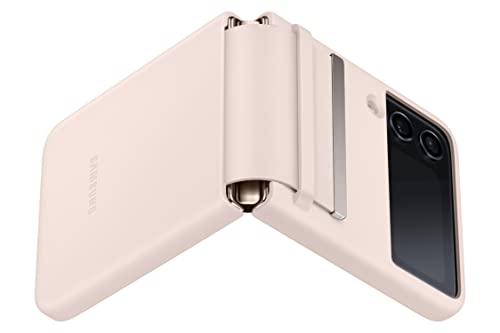 SAMSUNG Galaxy Z Flip4 Flap Leather Cover, Protective, Premium Luxury Phone Case with Slim Style Design, US Version, Peach - color: Peach, style: Leather