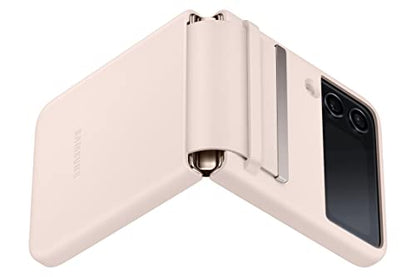 SAMSUNG Galaxy Z Flip4 Flap Leather Cover, Protective, Premium Luxury Phone Case with Slim Style Design, US Version, Peach - color: Peach, style: Leather