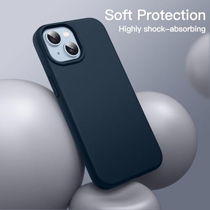 JETech Silicone Case for iPhone 14, Navy | Silky Soft Touch, Shockproof Protection, Scratch Resistant, Microfiber Lining - color: Navy, size: iPhone 14